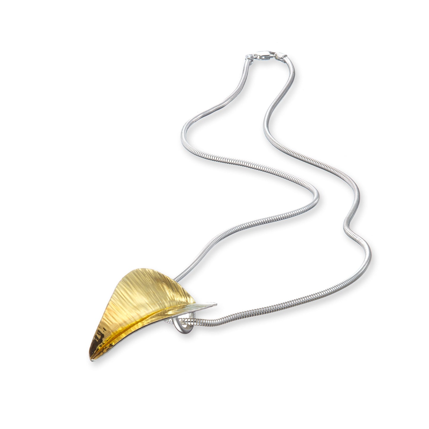 Open Leaf Pendant - Silver and Gold