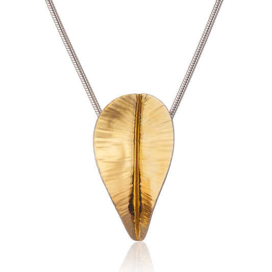 Open Leaf Pendant - Silver and Gold