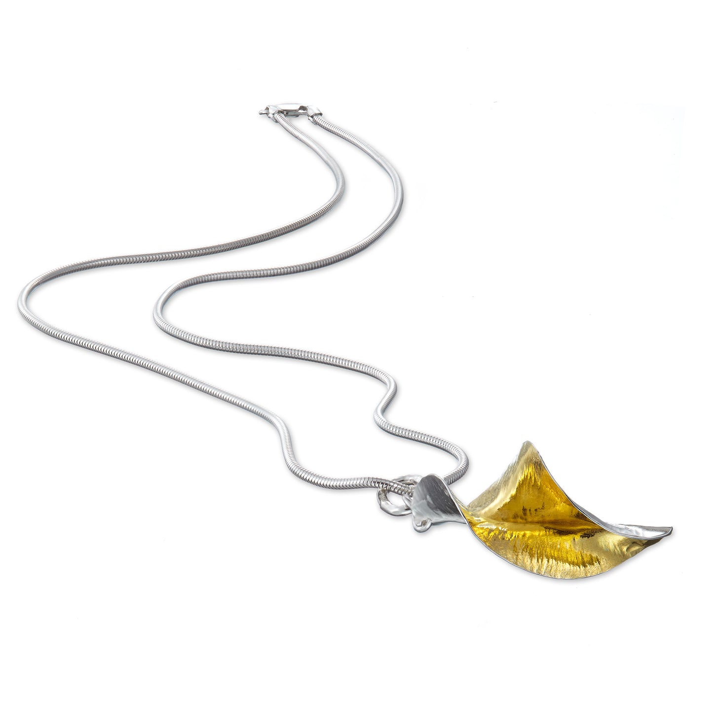 Twirled Leaf Pendant - Silver and Gold