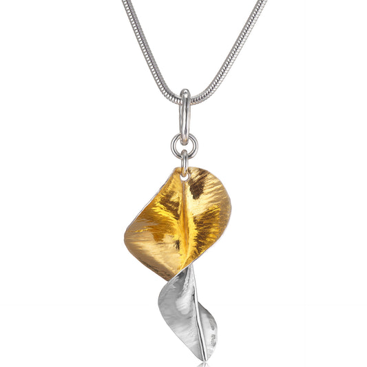 Twirled Leaf Pendant - Silver and Gold