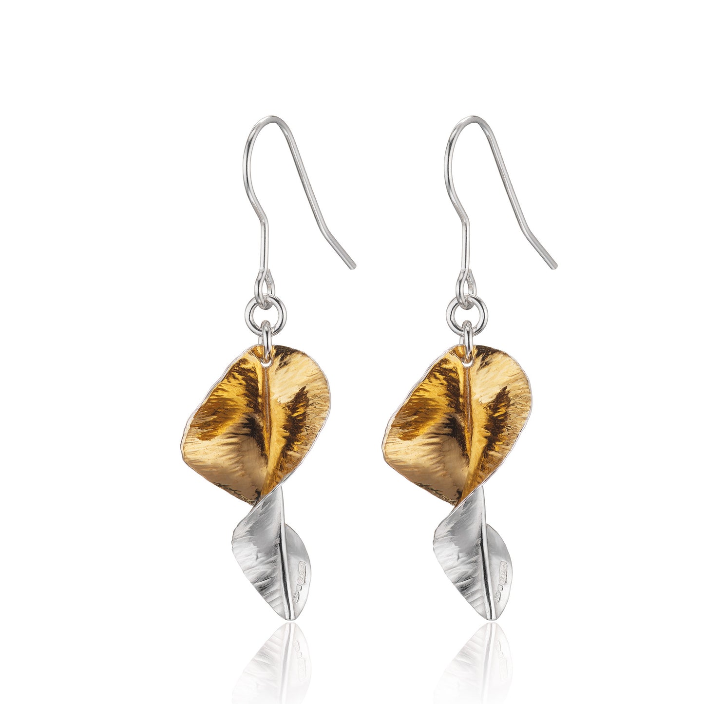 Twirled Leaf Earrings - Silver and Gold